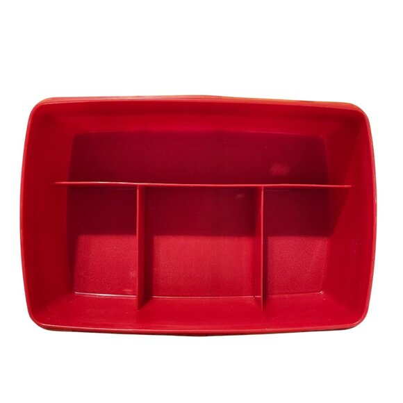 Vintage Tupperware Red Stow-N-Go Tote Box Craft Sewing Beads Tackle 767 768 769 - Picture 3 of 11